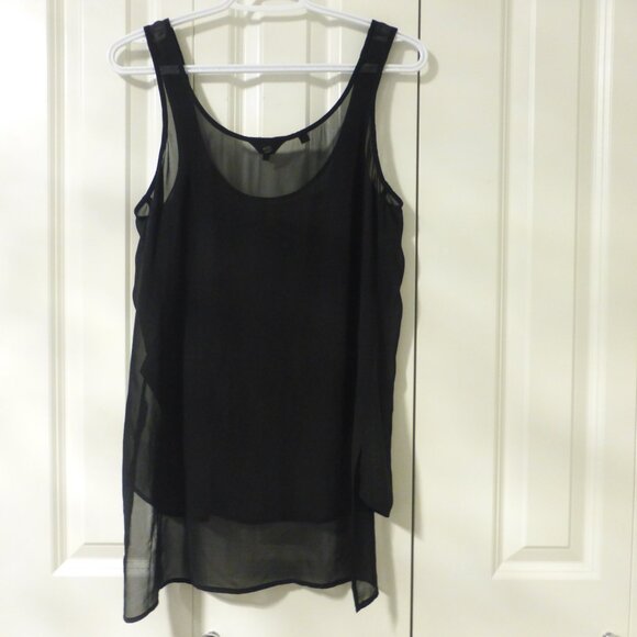 GUESS black semi-sheer high-low embellished beaded top - Picture 2 of 9